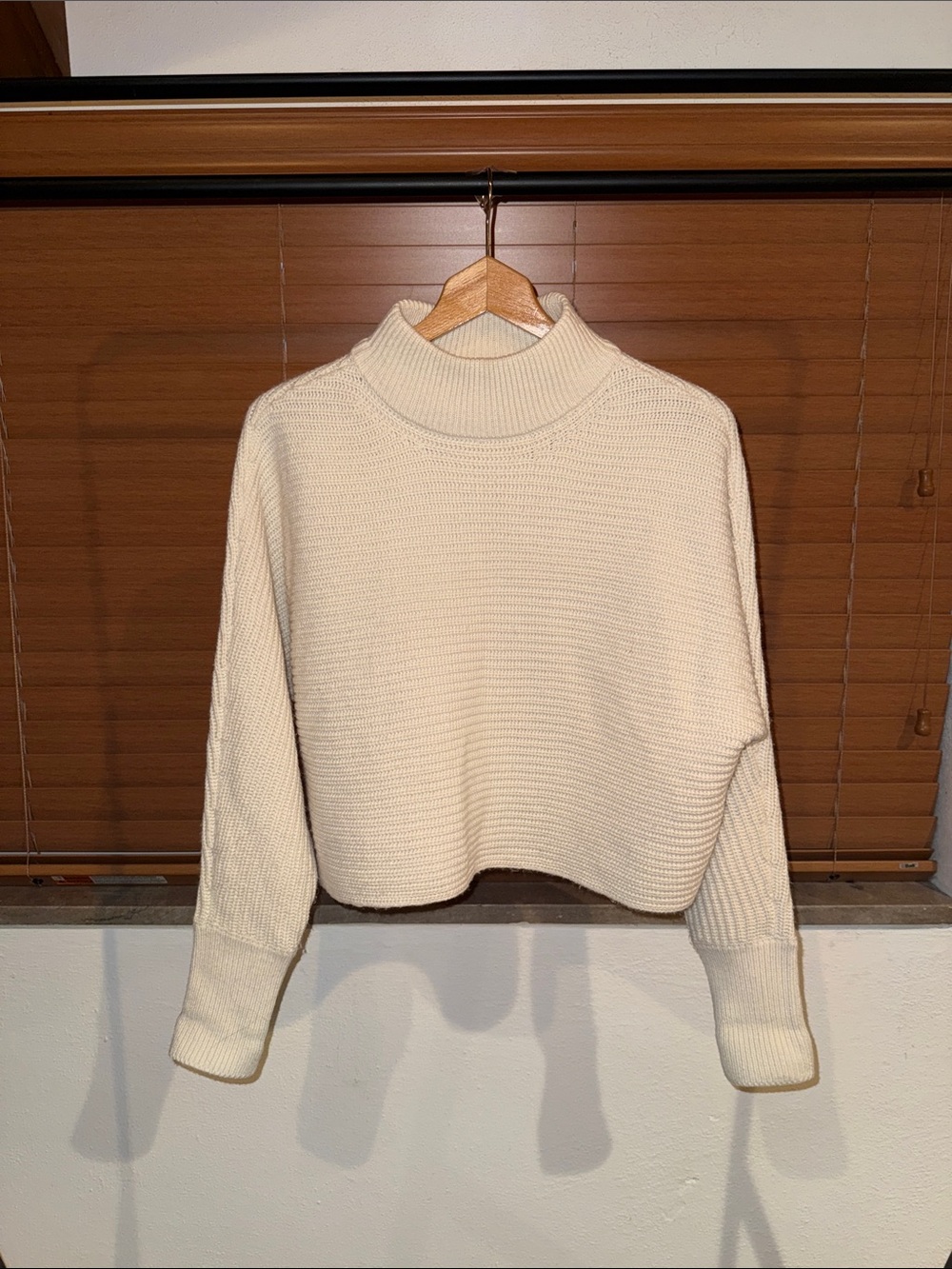 Gianni Bini Cropped Cream Mock Neck Women's Sweater